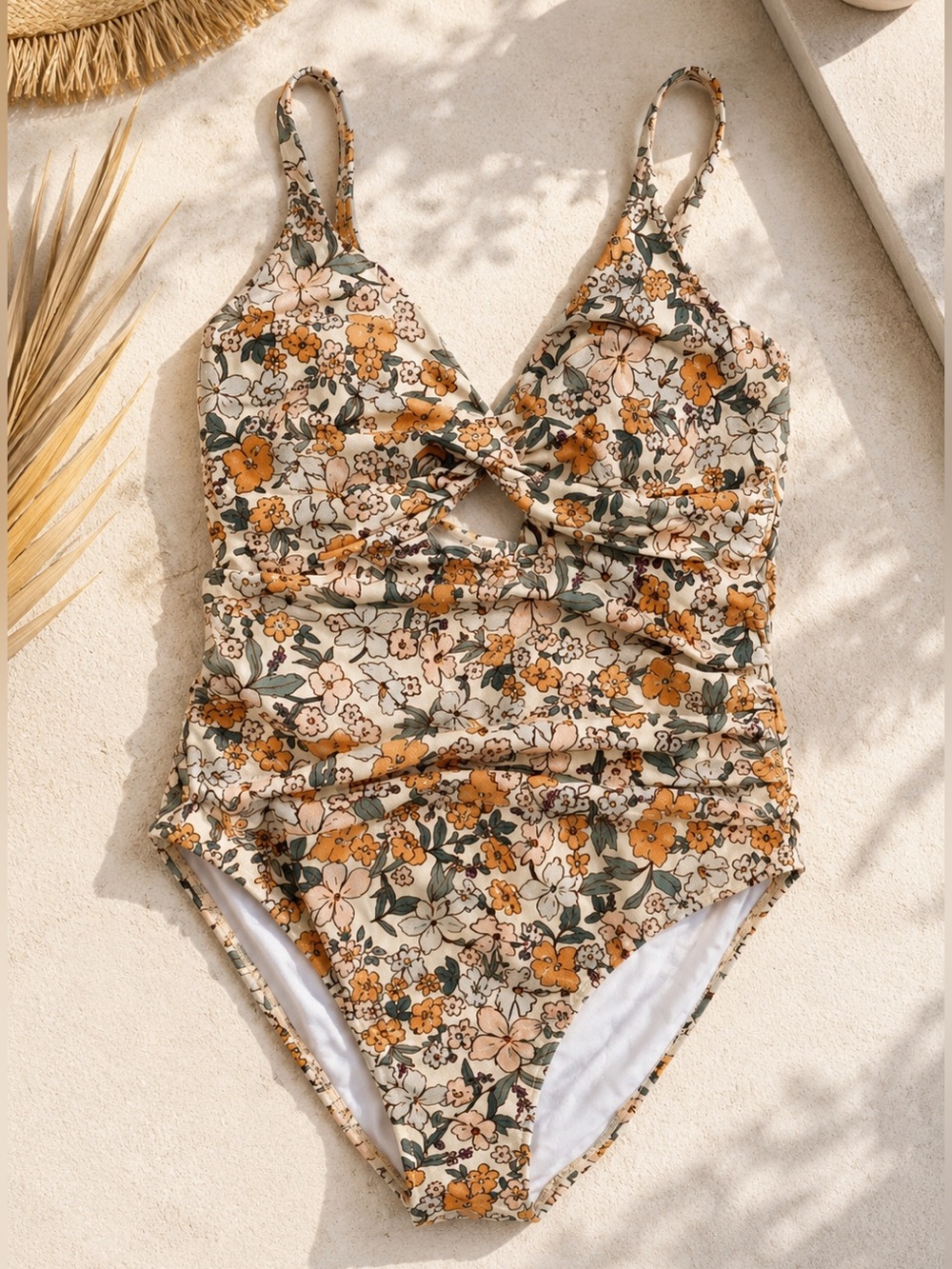 ✨ WORN ONCE! Cupshe Floral One Piece Swimsuit Slimming Bathing Suit Size L ✨